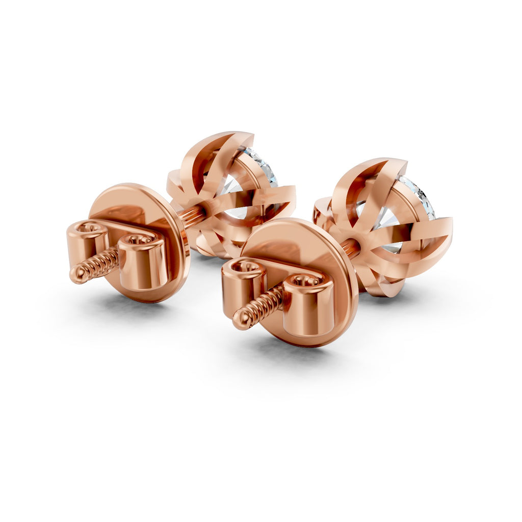 Four-Prong Round Lab-Grown Diamond Stud Earrings