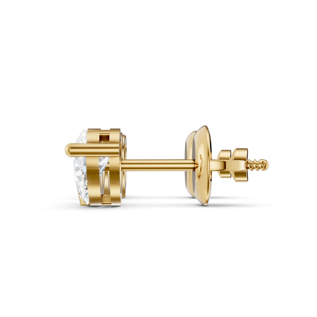 Pear-Shaped Lab-Grown Diamond Stud Earrings with Leaf Detail