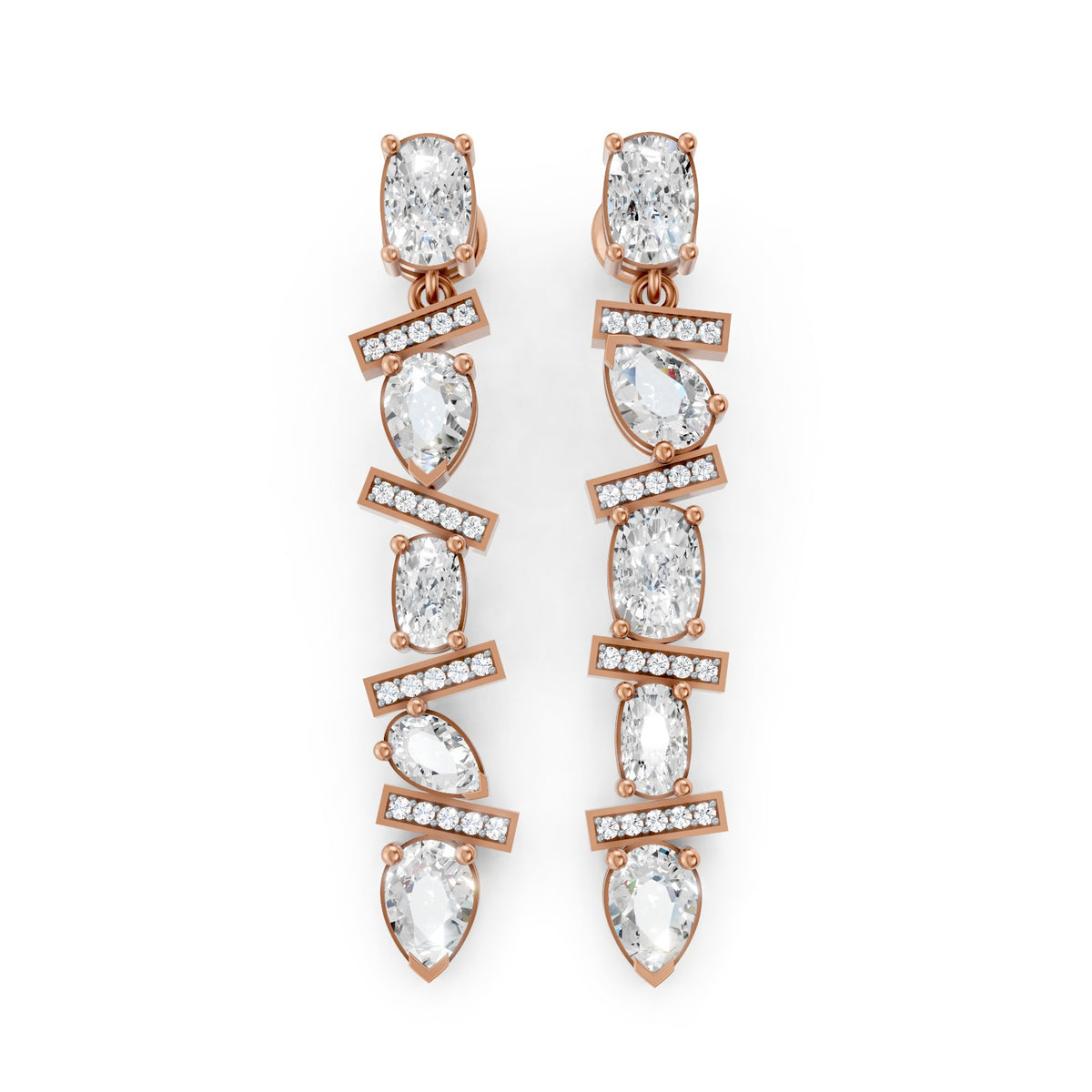 Lab-Grown Diamond Pear & Oval Drop Earrings