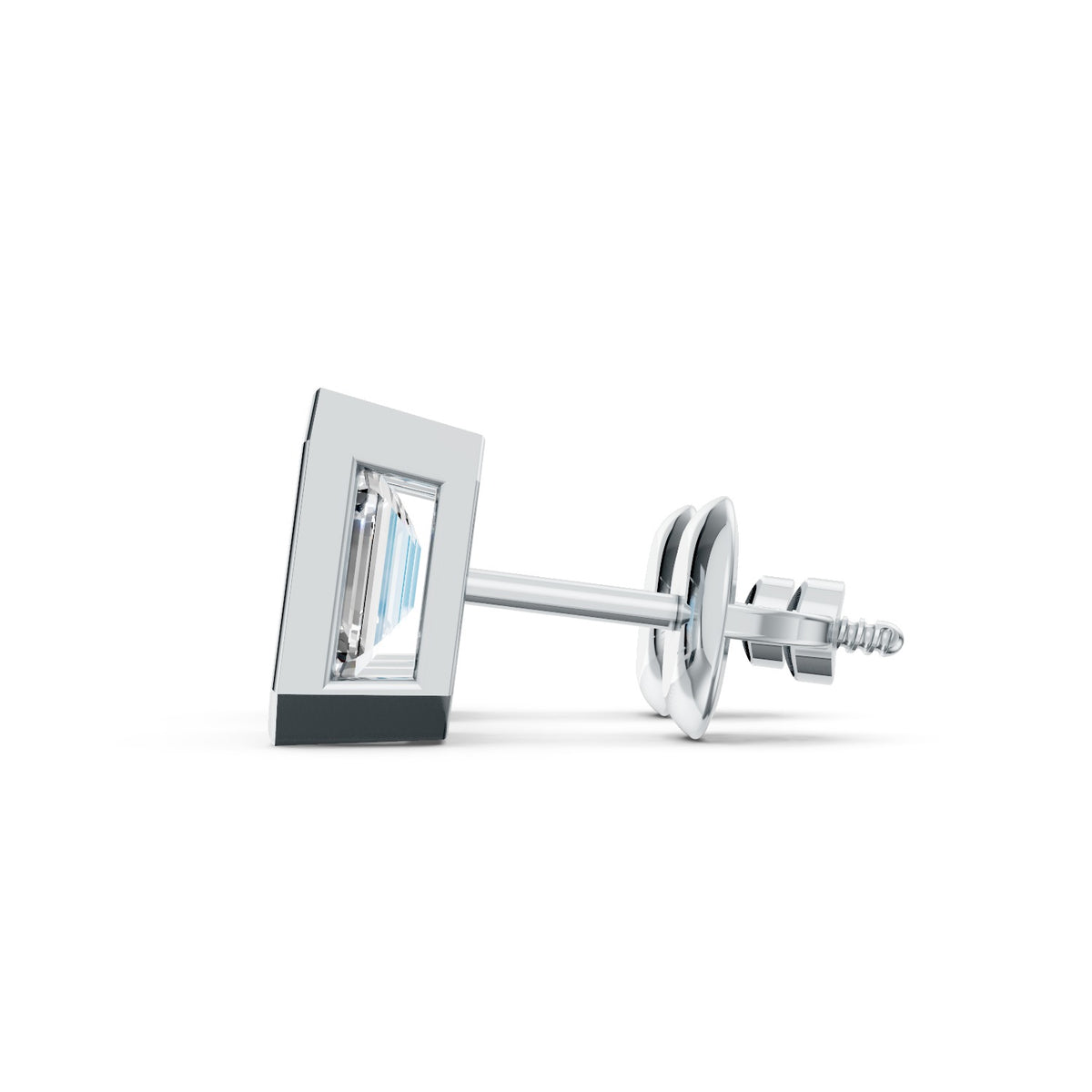 Emerald-Cut Lab-Grown Diamond Bezel Stud Earrings