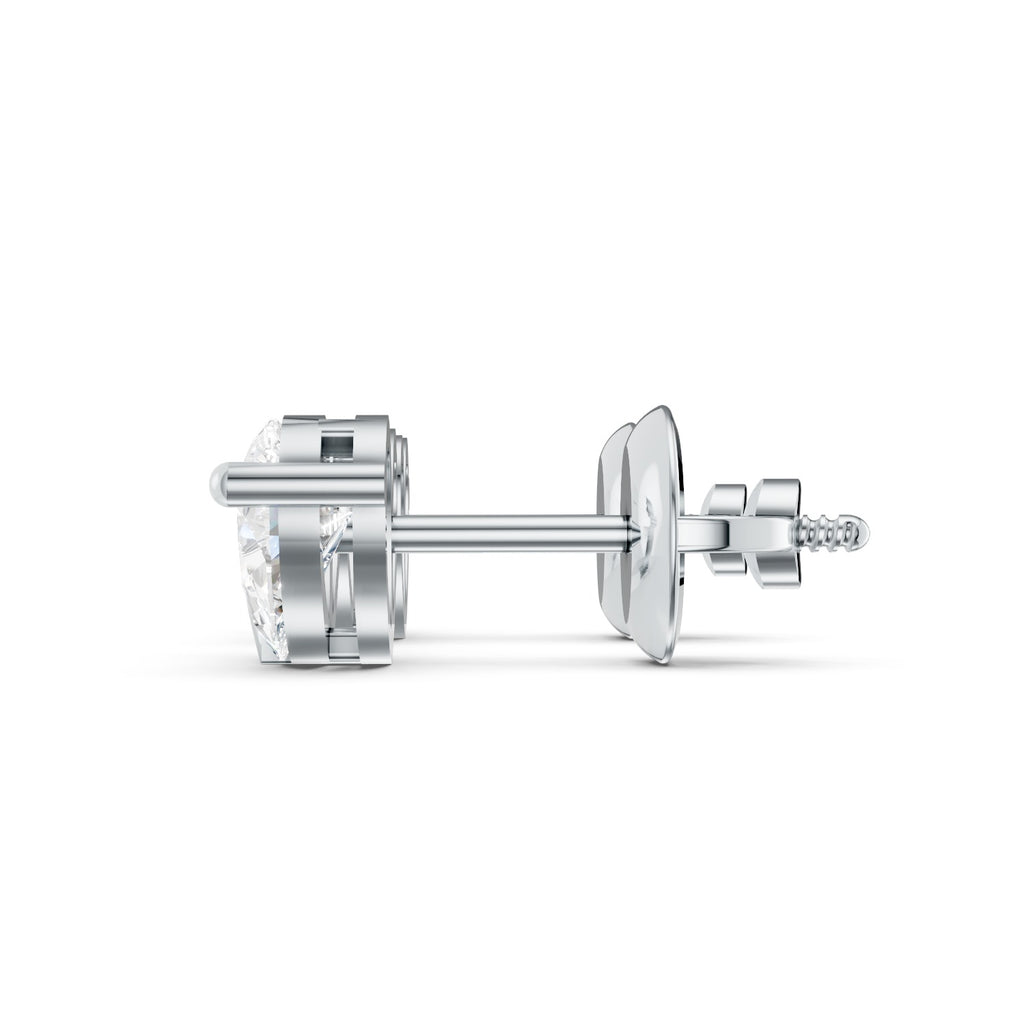 Pear-Shaped Lab-Grown Diamond Stud Earrings with Leaf Detail