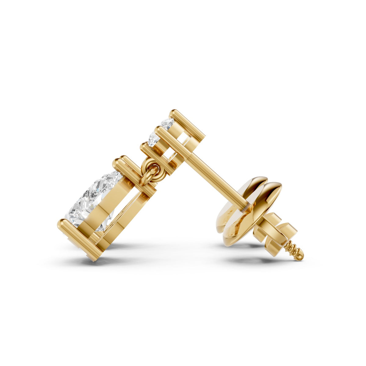 Pear-Shaped Lab-Grown Diamond Drop Stud Earrings