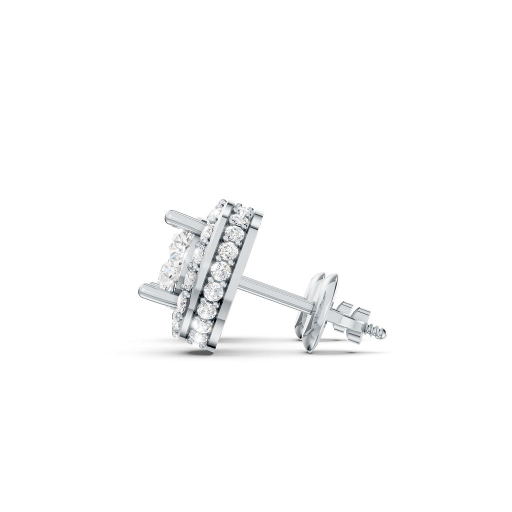 Round Brilliant Lab-Grown Diamond Halo Stud Earrings