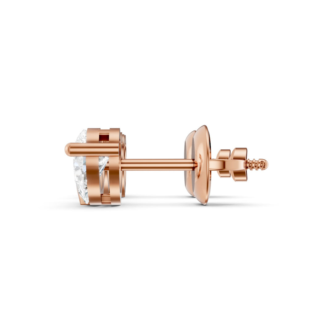 Pear-Shaped Lab-Grown Diamond Stud Earrings with Leaf Detail