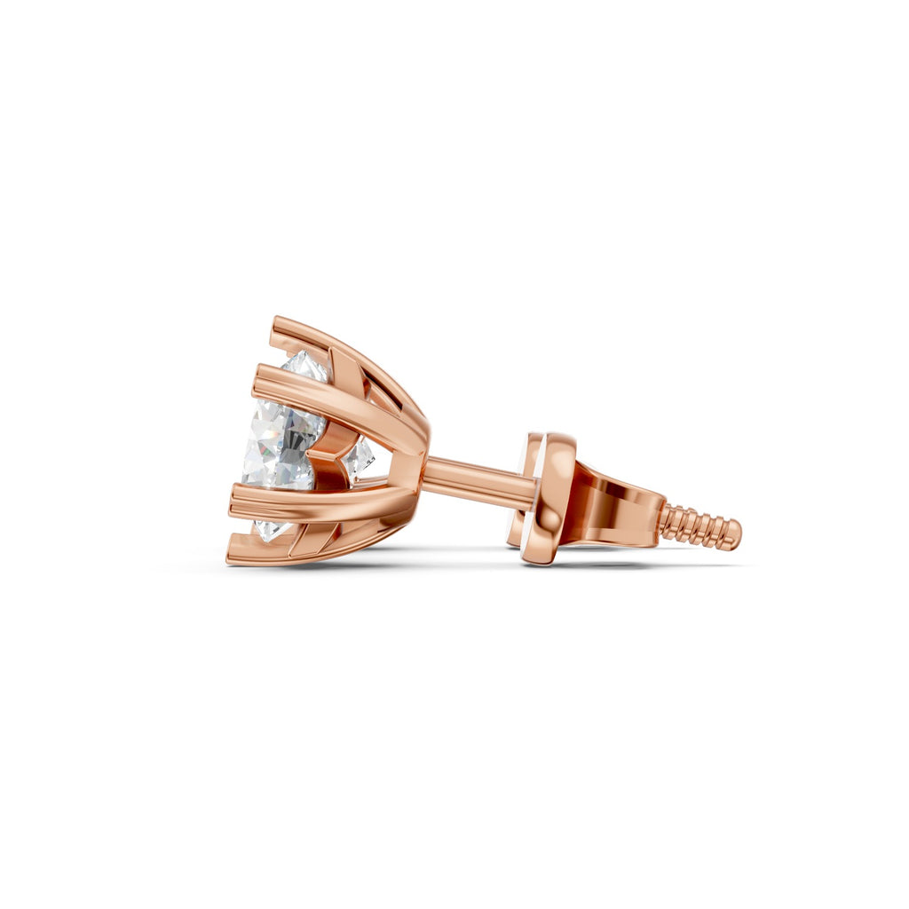 Heart-Prong Round Lab-Grown Diamond Stud Earrings