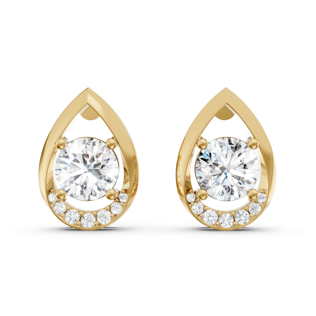 Round Brilliant Lab-Grown Diamond Halo Stud Earrings