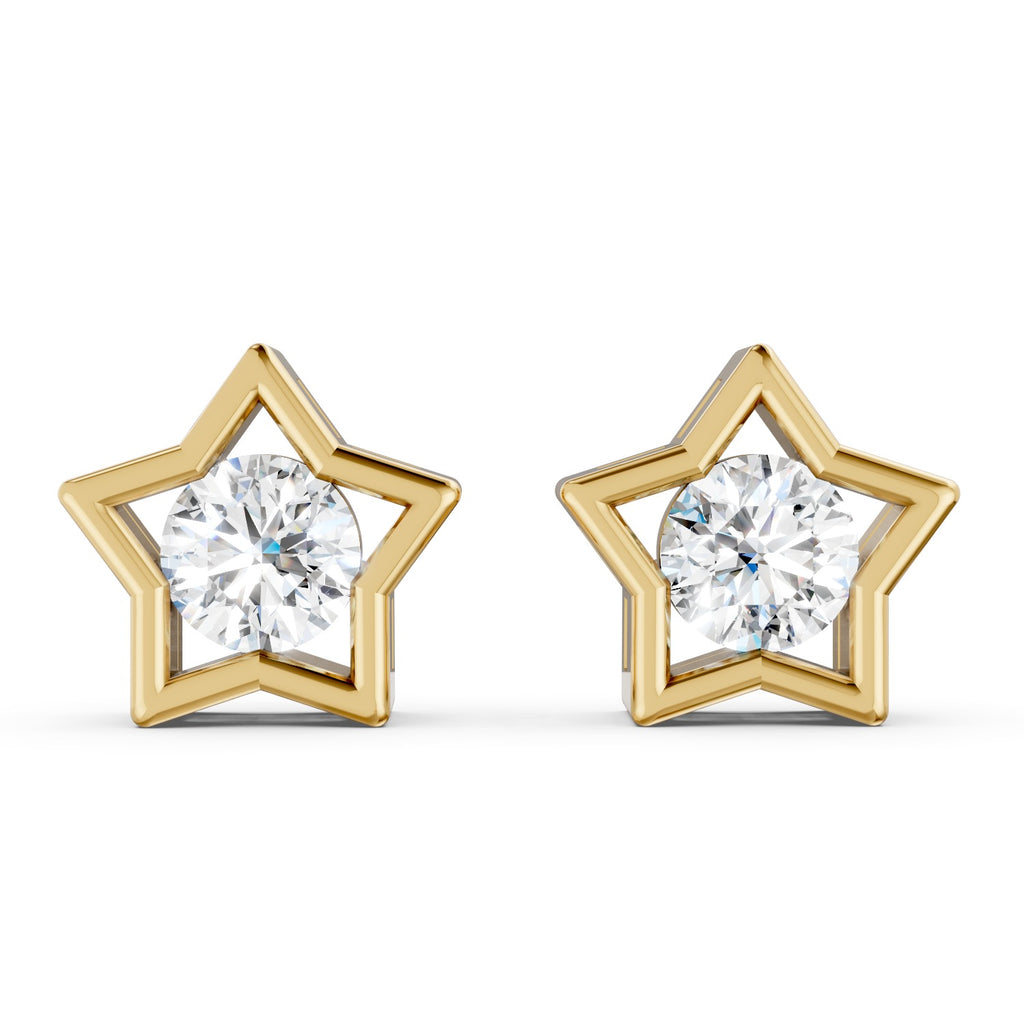 Star-Shaped Round Lab-Grown Diamond Stud Earrings