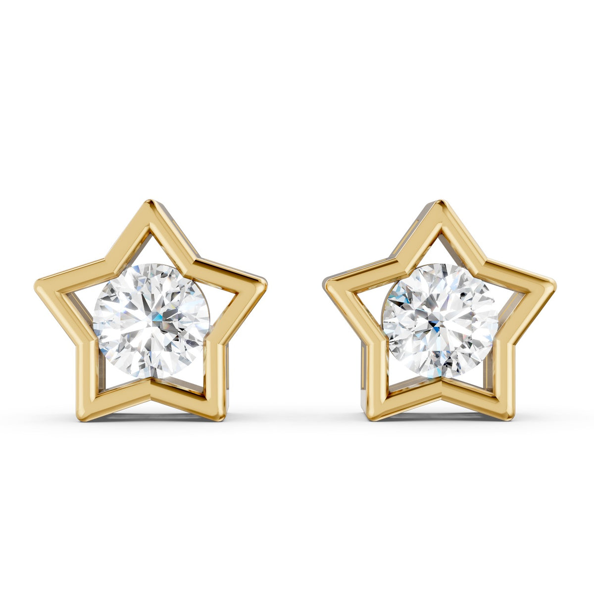 Star-Shaped Round Lab-Grown Diamond Stud Earrings