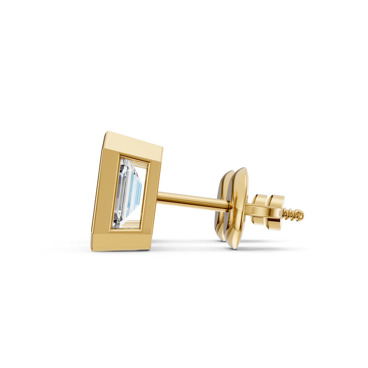 Emerald-Cut Lab-Grown Diamond Bezel Stud Earrings