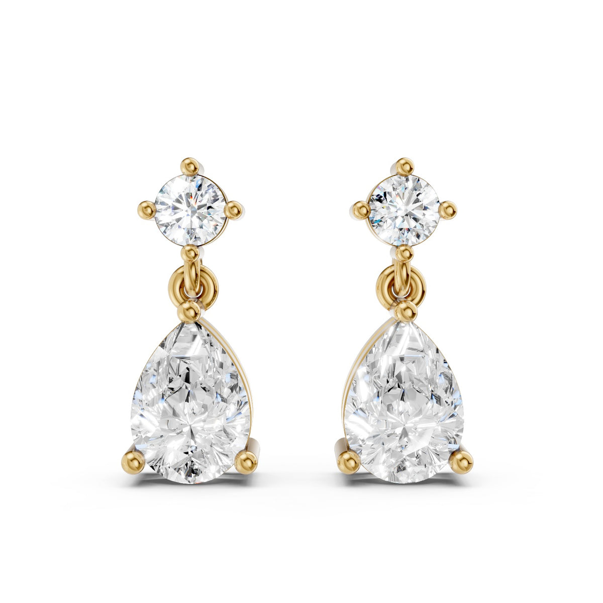 Pear-Shaped Lab-Grown Diamond Drop Stud Earrings