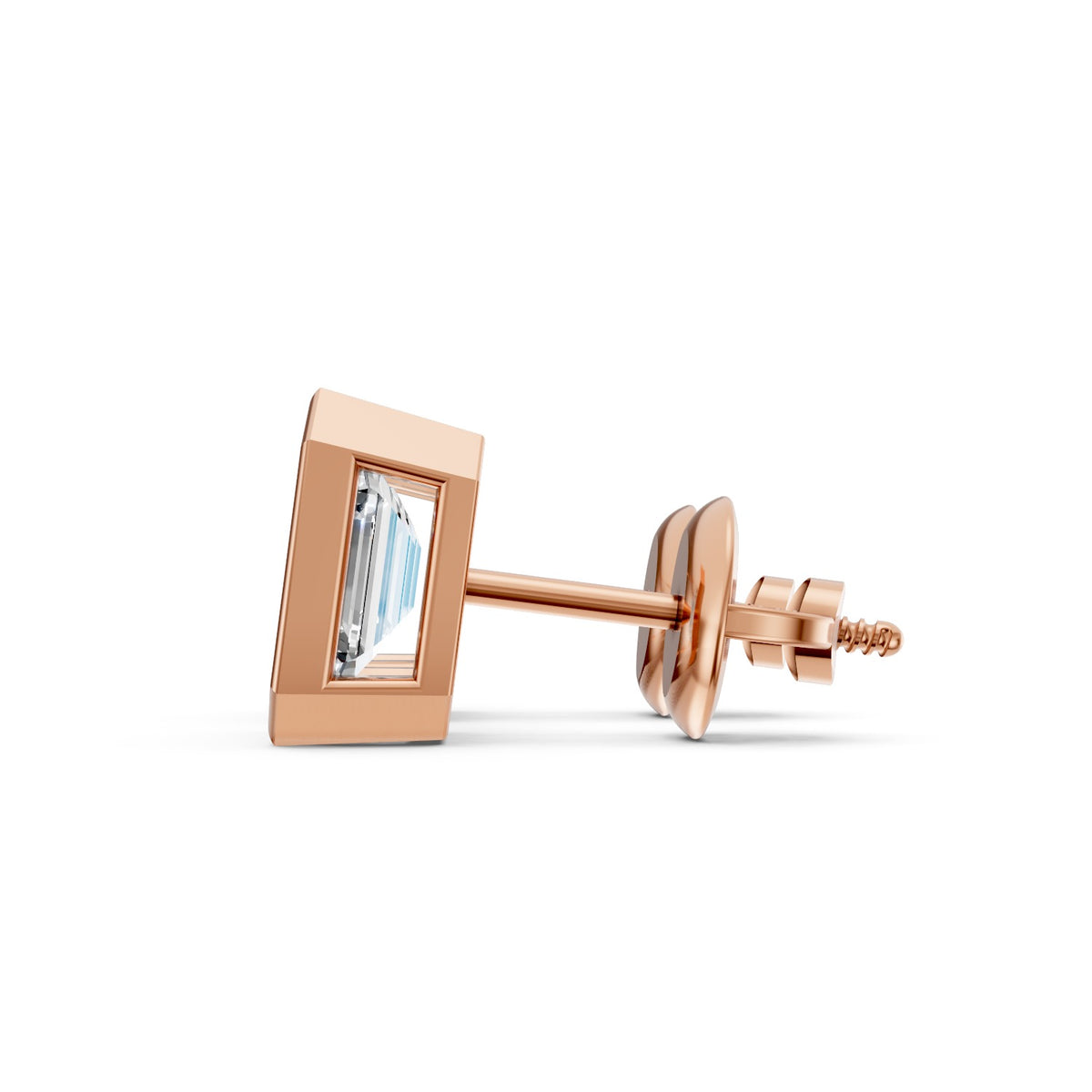 Emerald-Cut Lab-Grown Diamond Bezel Stud Earrings