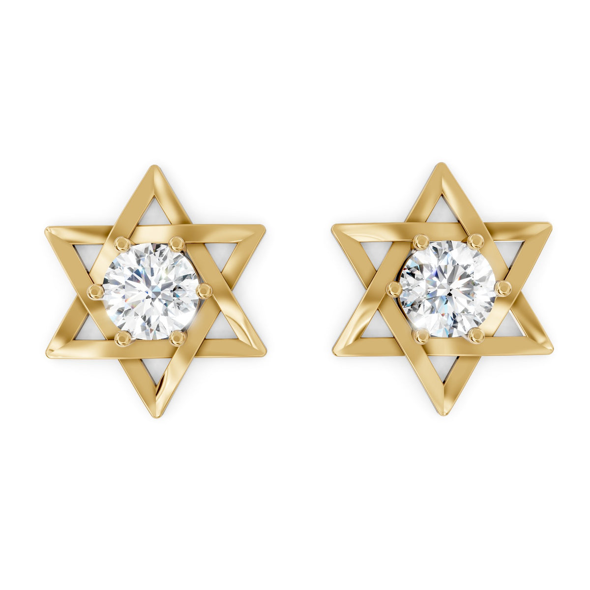 Star of David Round Lab-Grown Diamond Stud Earrings