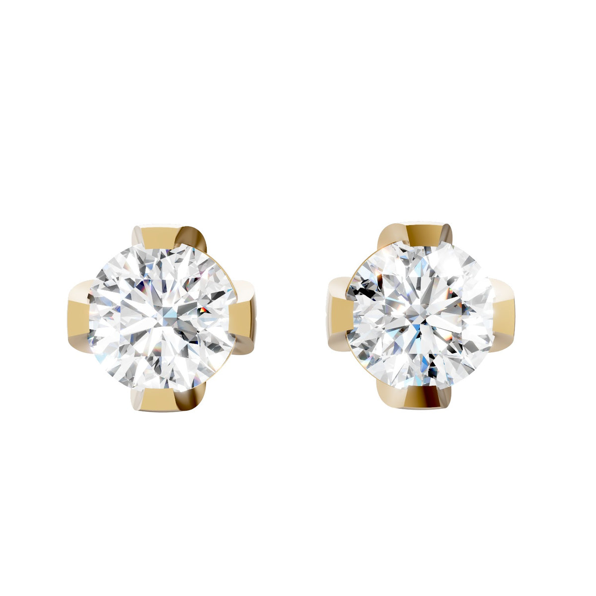 Four-Prong Round Lab-Grown Diamond Stud Earrings