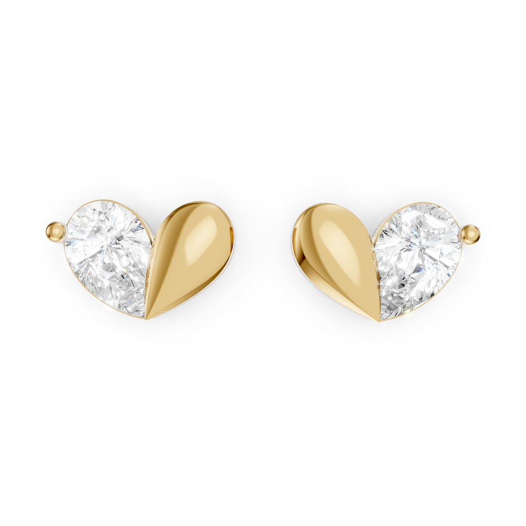 Pear-Shaped Lab-Grown Diamond Stud Earrings with Leaf Detail