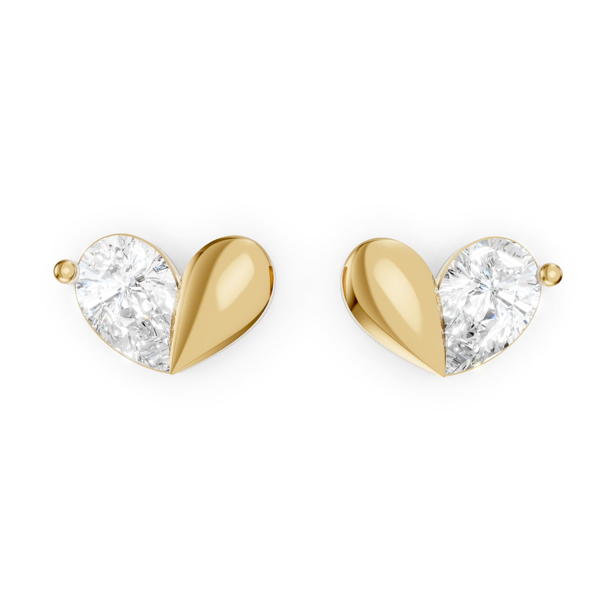 Pear-Shaped Lab-Grown Diamond Stud Earrings with Leaf Detail