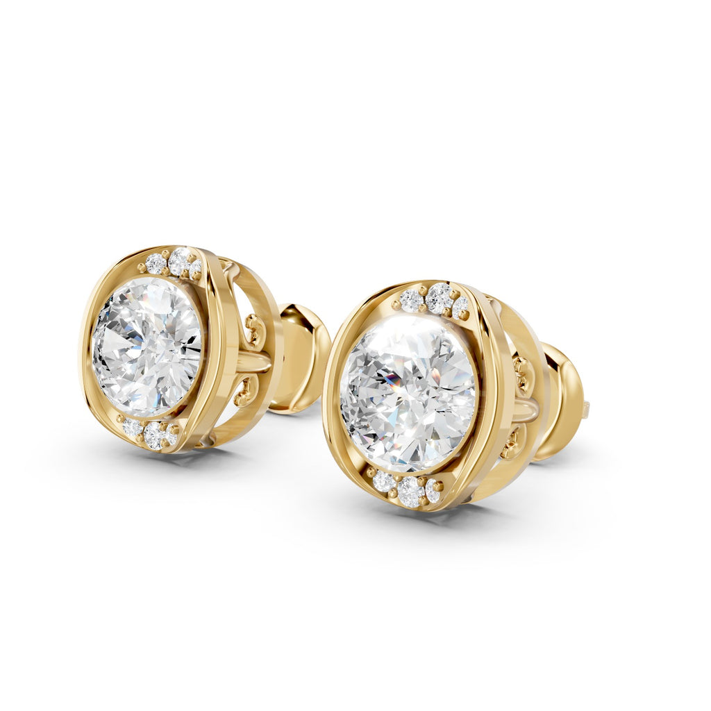 Oval Cut Lab-Grown Diamond Stud Earrings with Accent Diamonds