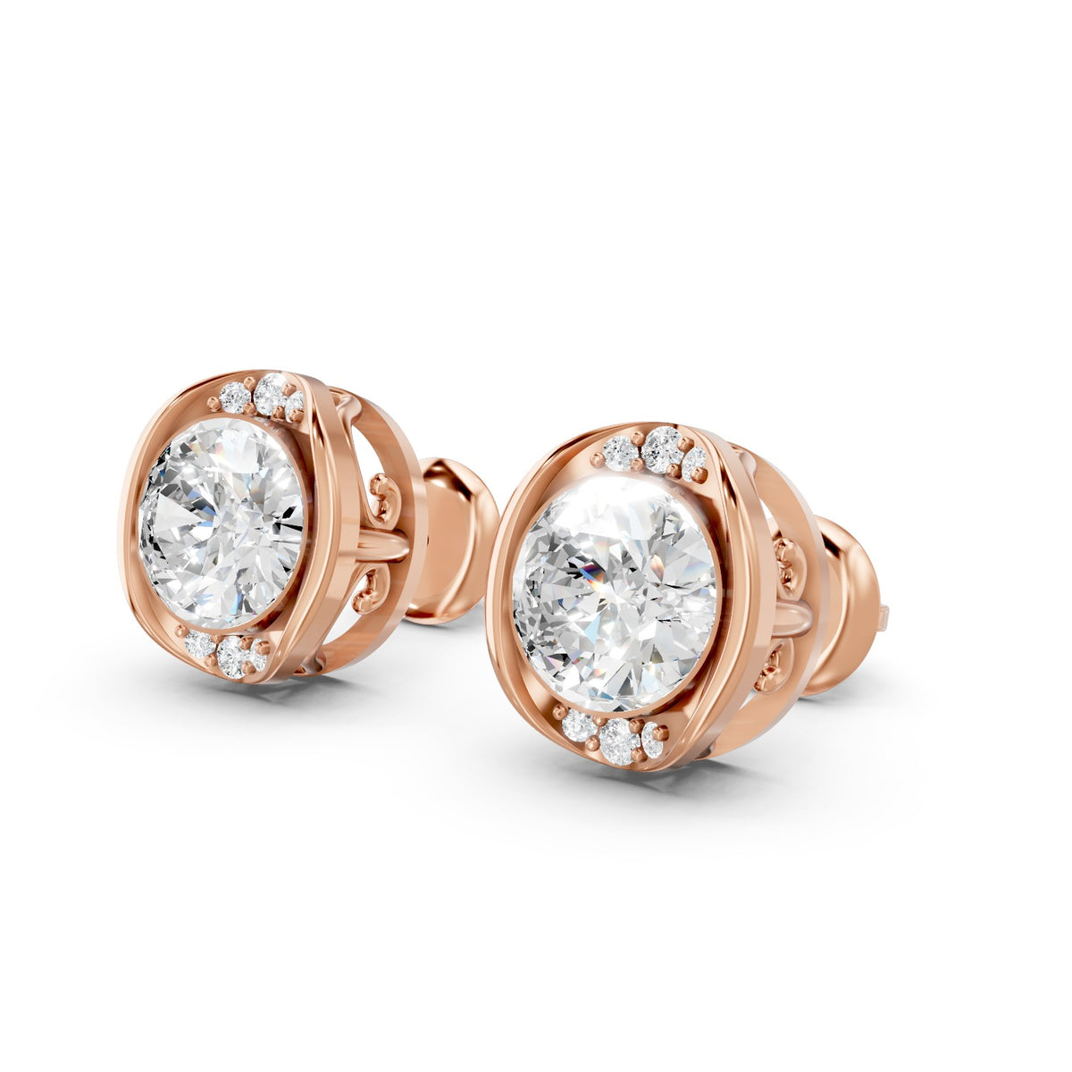Oval Cut Lab-Grown Diamond Stud Earrings with Accent Diamonds