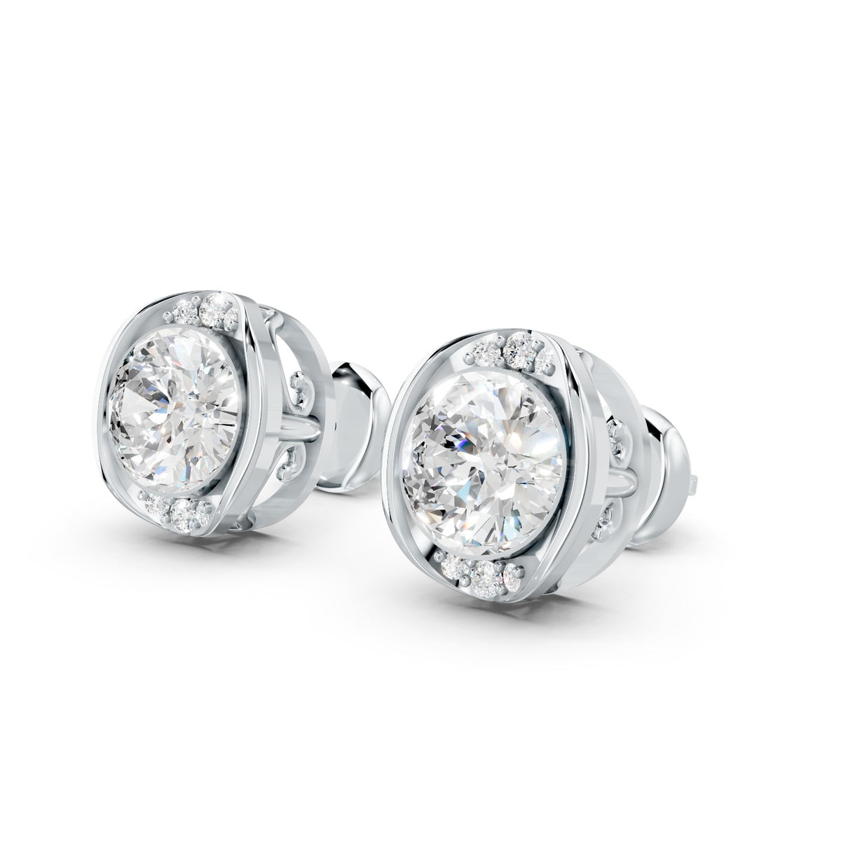 Oval Cut Lab-Grown Diamond Stud Earrings with Accent Diamonds
