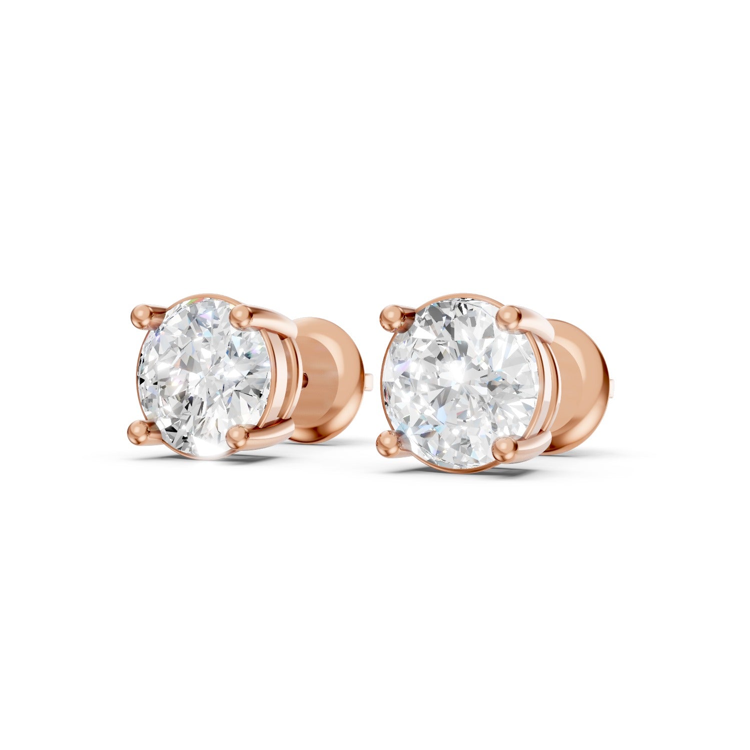 Round Cut Lab-Grown Diamond Stud Earrings