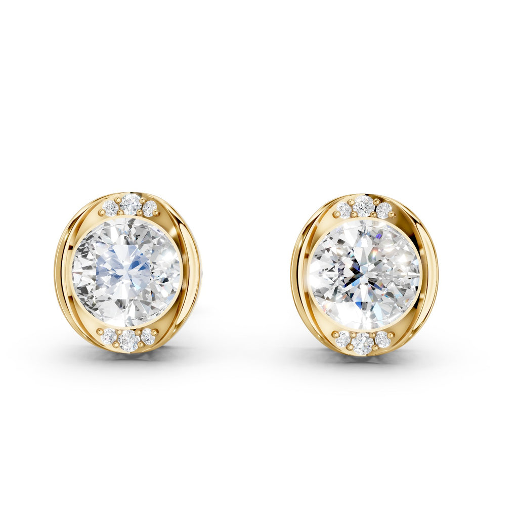 Oval Cut Lab-Grown Diamond Stud Earrings with Accent Diamonds