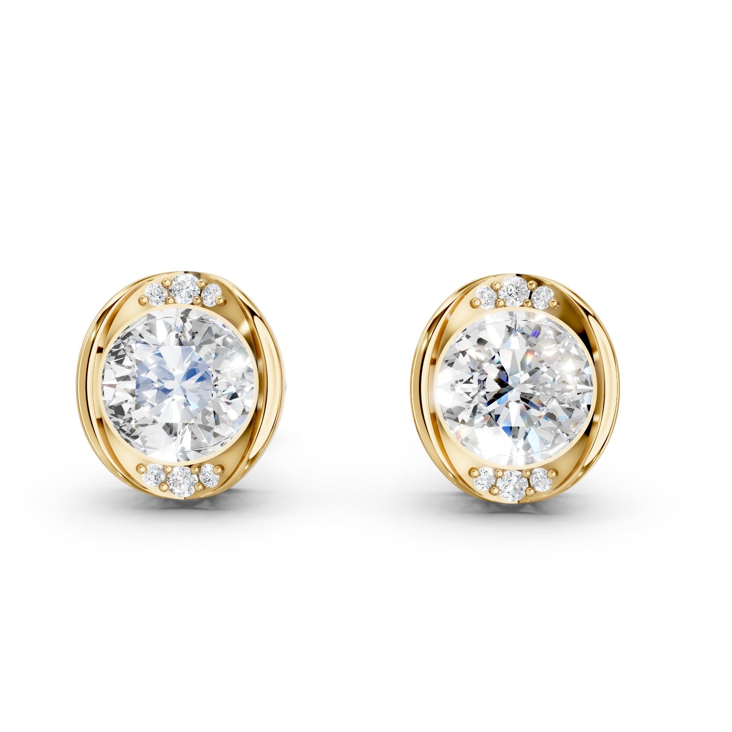 Oval Cut Lab-Grown Diamond Stud Earrings with Accent Diamonds
