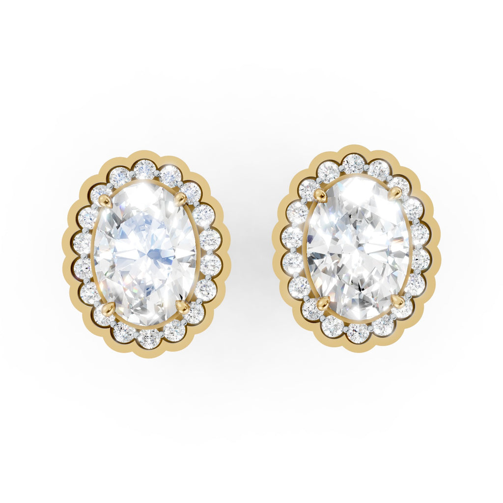 Oval Cut Lab-Grown Diamond Halo Stud Earrings