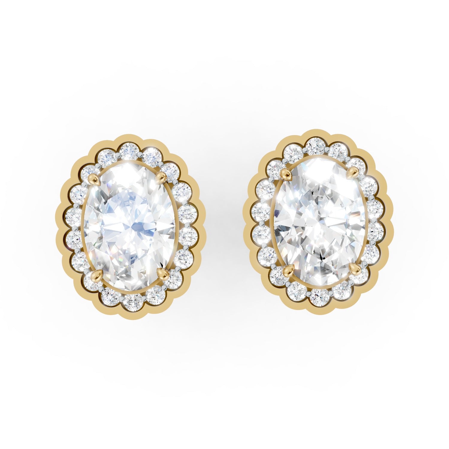 Oval Cut Lab-Grown Diamond Halo Stud Earrings
