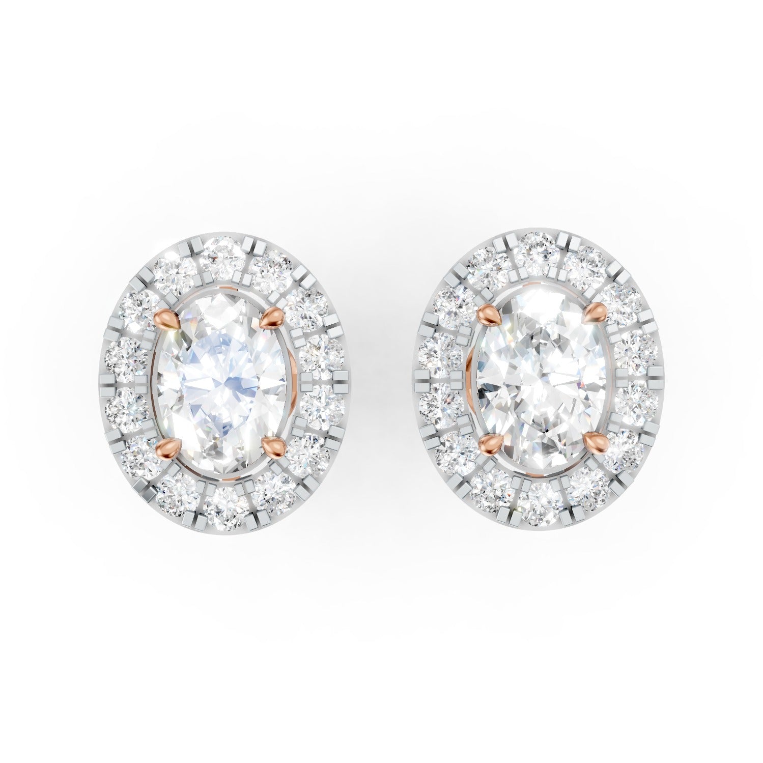 Oval Cut Lab-Grown Diamond Halo Stud Earrings