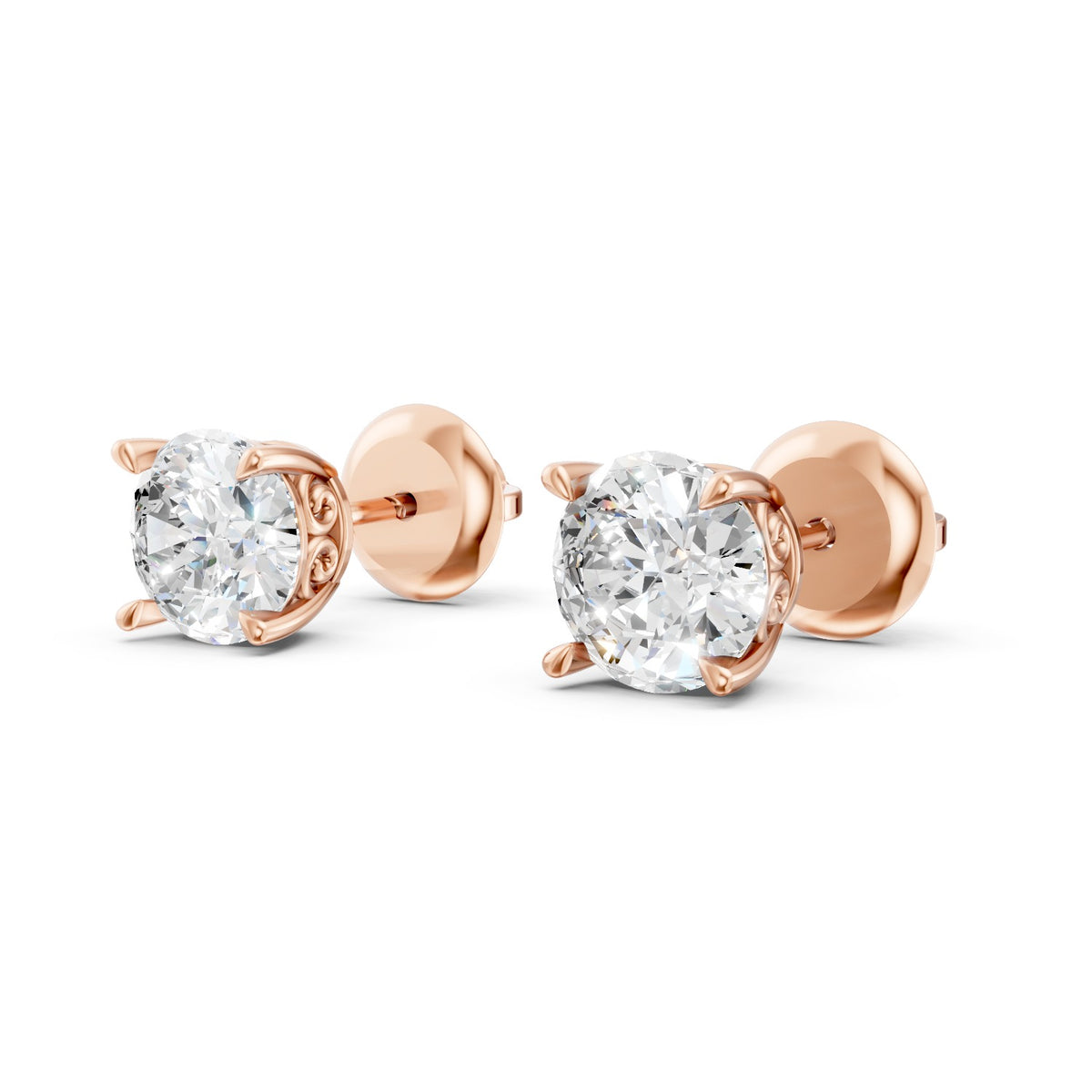 Round Cut Lab-Grown Diamond Stud Earrings