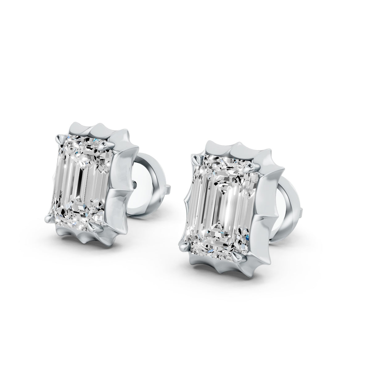 Emerald Cut Lab-Grown Diamond Stud Earrings