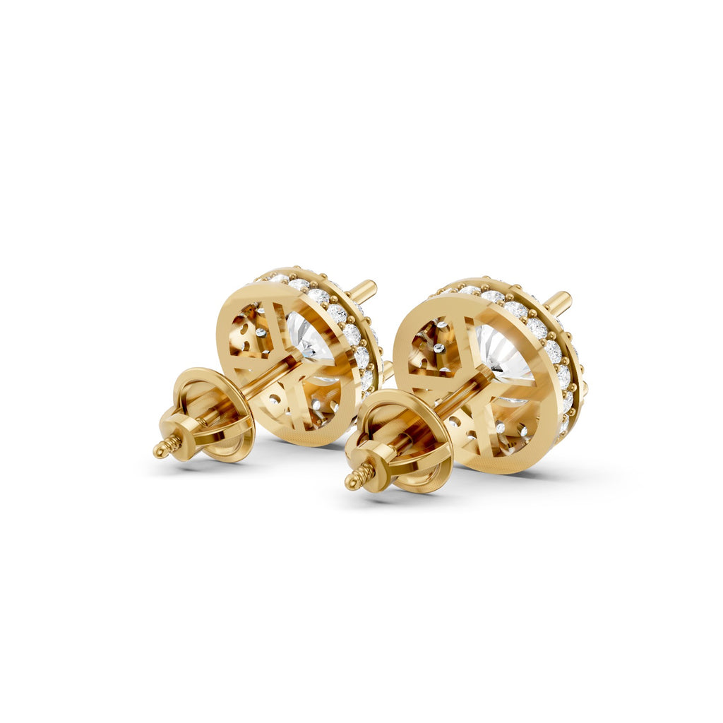 Round Brilliant Lab-Grown Diamond Halo Stud Earrings