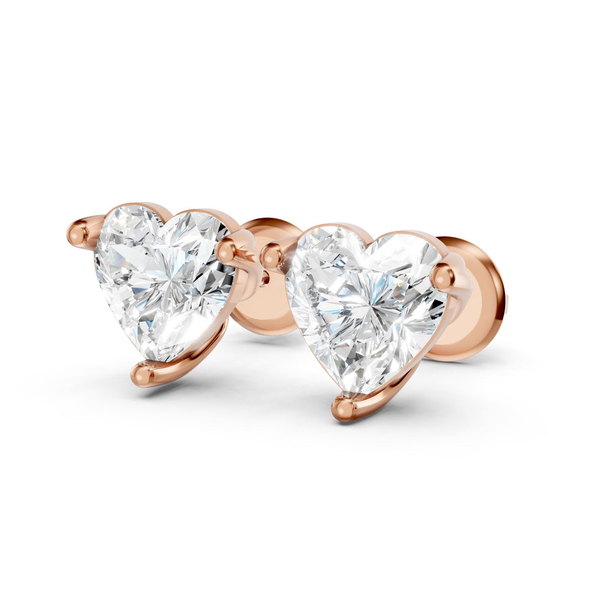 Heart-Shaped Lab-Grown Diamond Stud Earrings