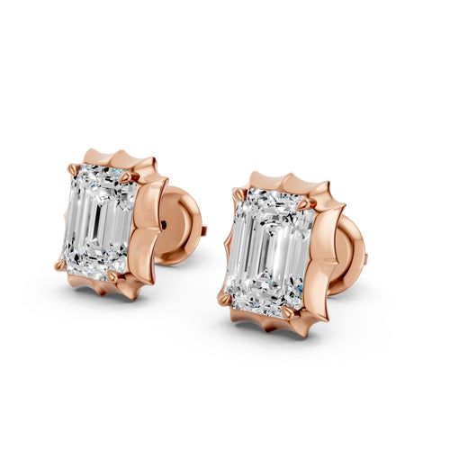 Emerald Cut Lab-Grown Diamond Stud Earrings