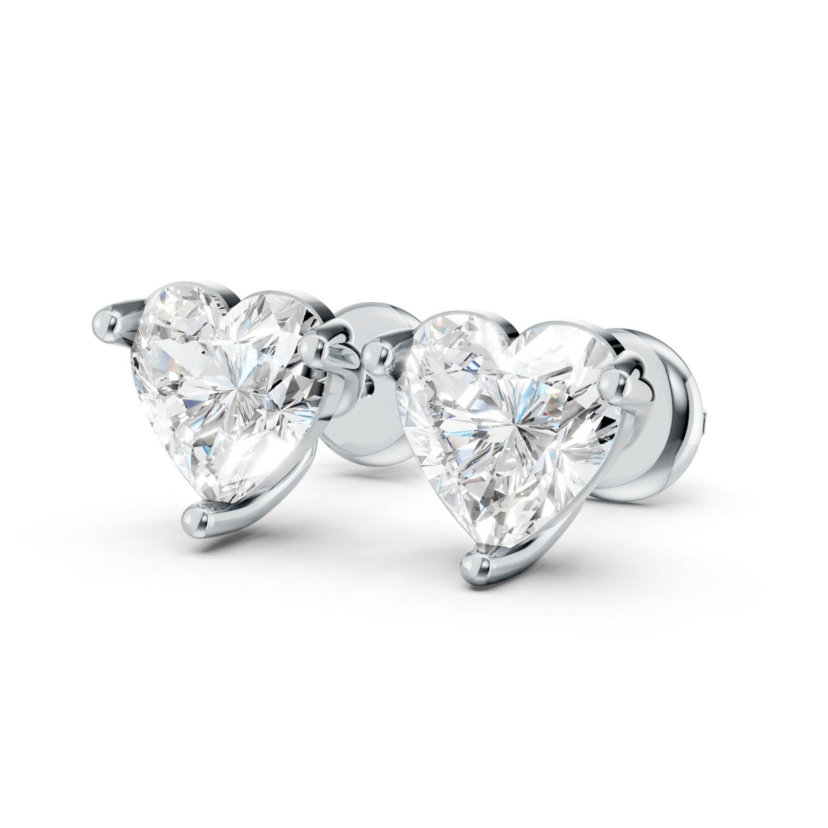 Heart-Shaped Lab-Grown Diamond Stud Earrings