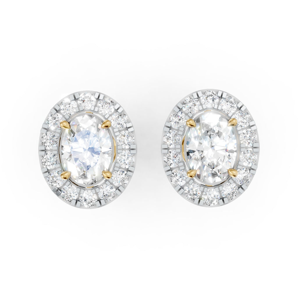Oval Cut Lab-Grown Diamond Halo Stud Earrings