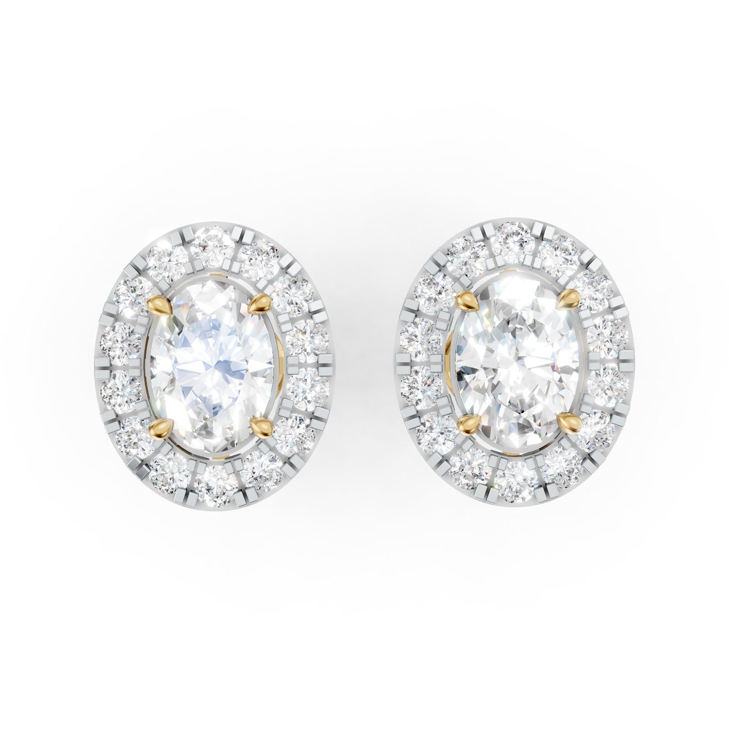Oval Cut Lab-Grown Diamond Halo Stud Earrings