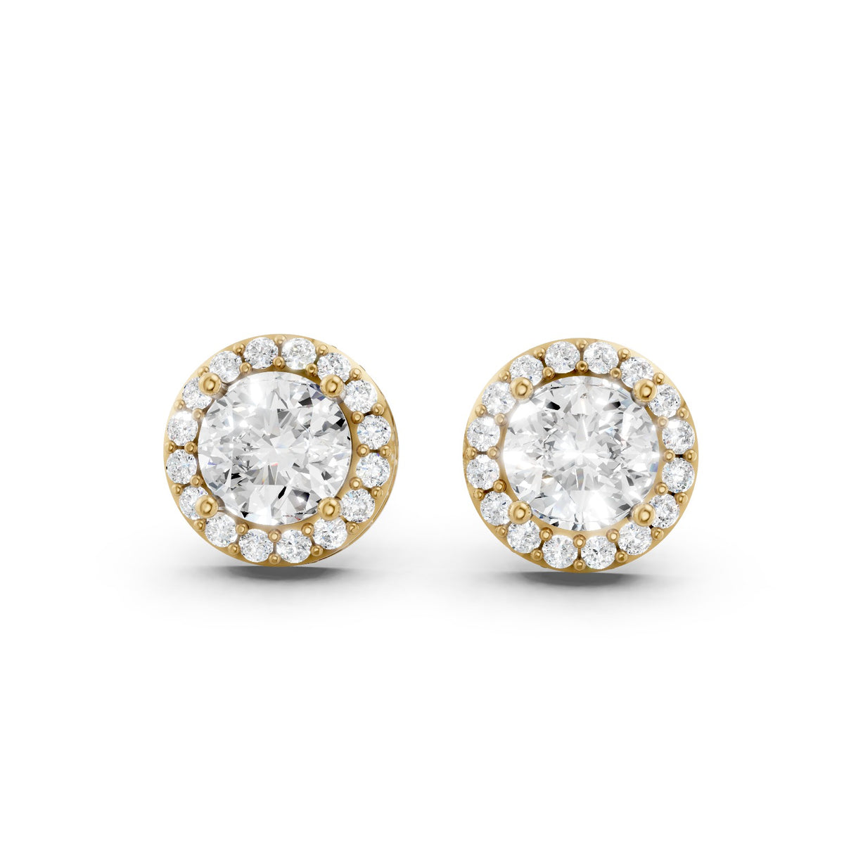 Round Brilliant Lab-Grown Diamond Halo Stud Earrings