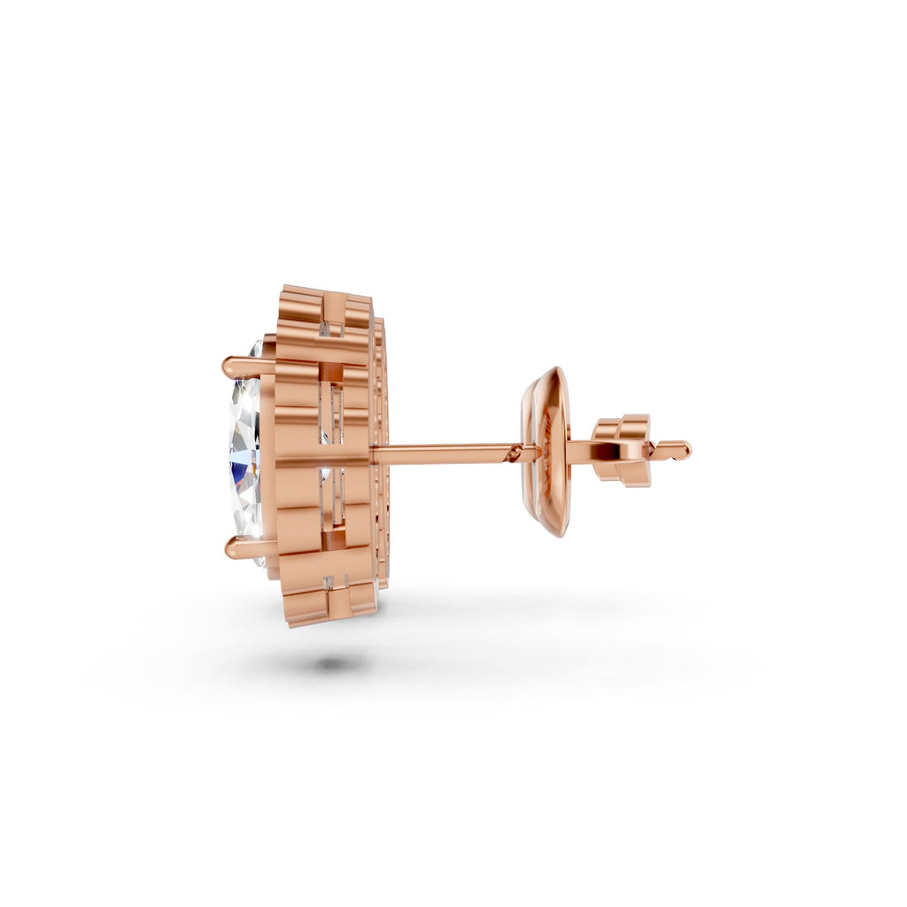 Oval Cut Lab-Grown Diamond Halo Stud Earrings