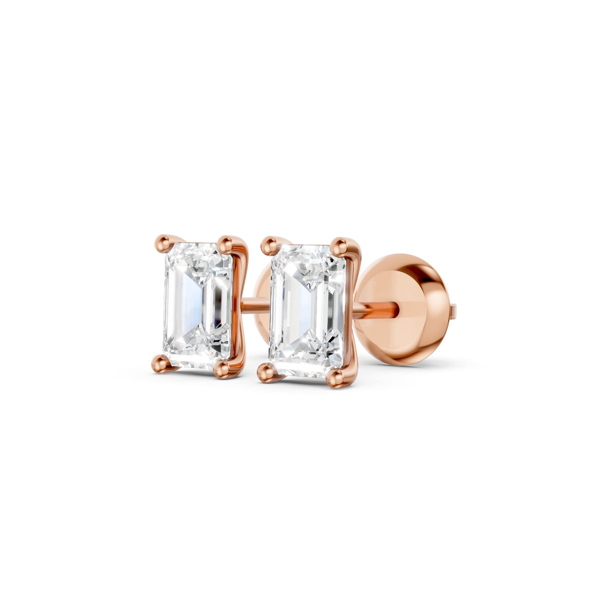 Emerald-Cut Lab-Grown Diamond Stud Earrings