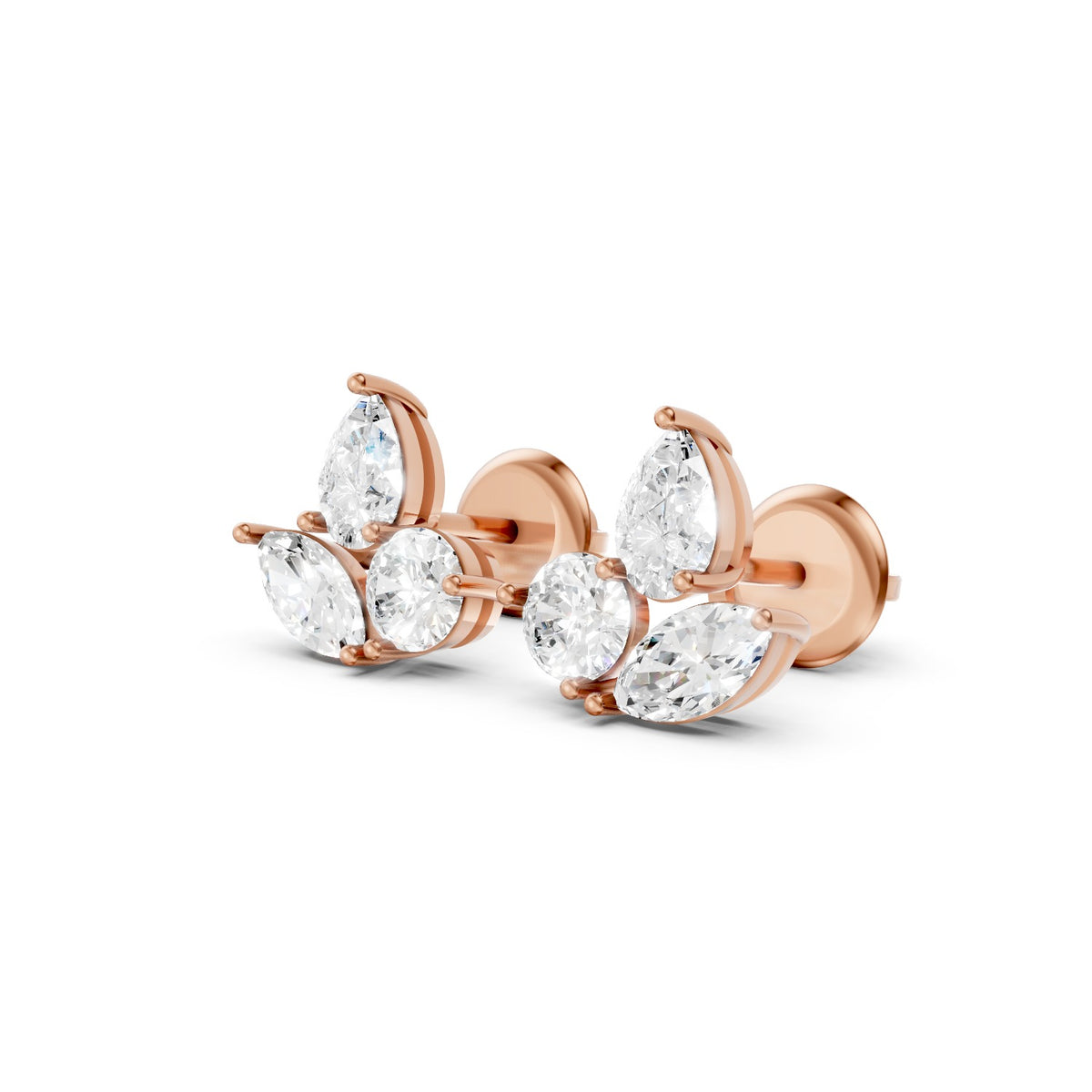 Mixed-Shape Lab-Grown Diamond Trio Stud Earrings